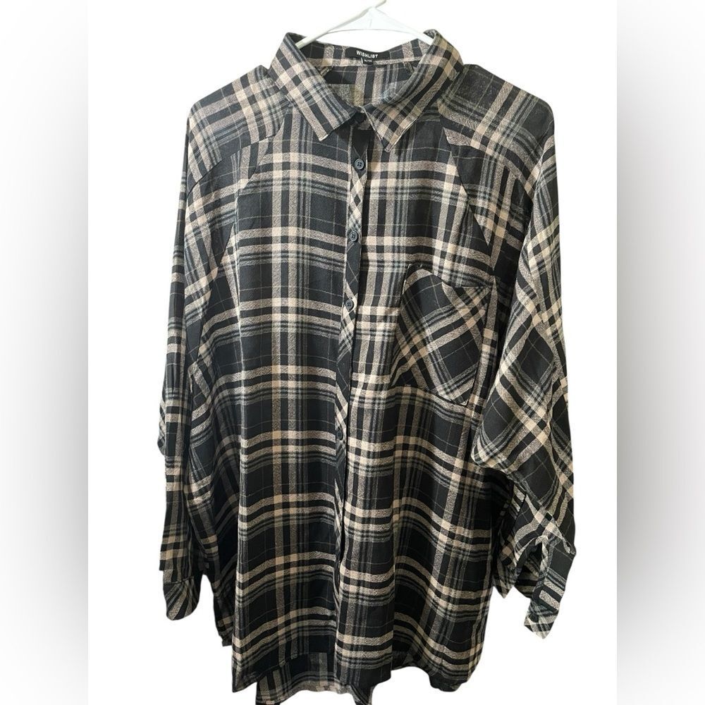 Wishlist Black and White Plaid Men's Shirt‎